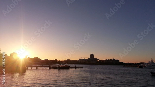 Fototapeta Sunset at dockyard