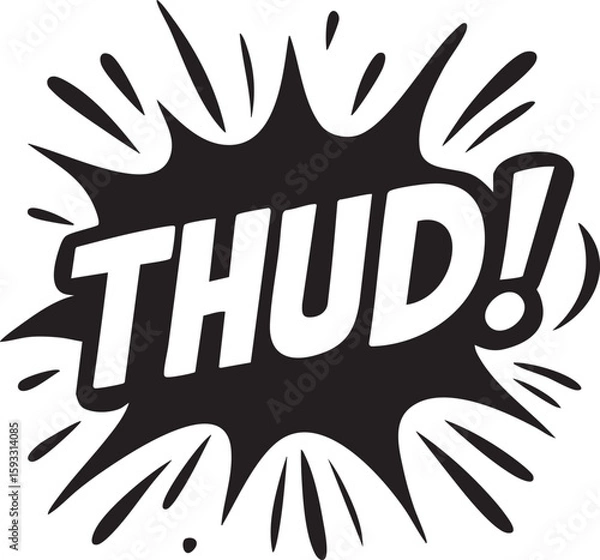 Fototapeta Dramatic Comic Style Word Art 'Thud!' Explosion Effect for Impactful Design Projects