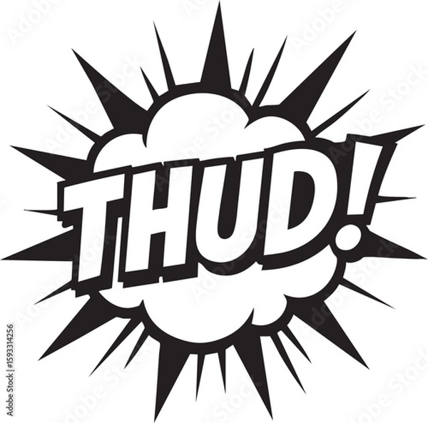 Fototapeta Dramatic 'Thud' Explosion Comic Effect A High-Impact Sound Effect Bubble Illustration for Designers and Creatives