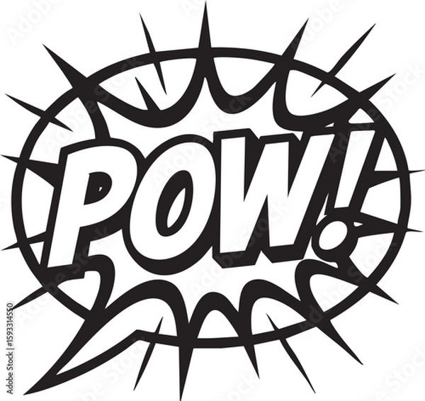 Fototapeta Dynamic Black and White Comic Book 'POW!' Explosion Graphic, Vector Illustration