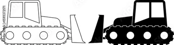 Fototapeta side view Bulldozer icon set