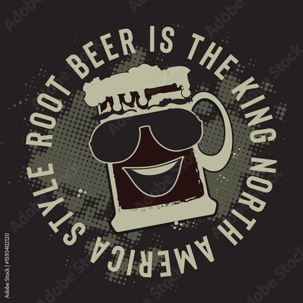 Fototapeta vector illustration of beer mug . t shirt graphics. T shirt graphics. print	