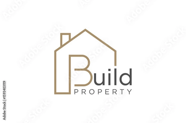 Fototapeta Modern logo for a property company. Minimalist design featuring a house and the letter B. Vector illustration.