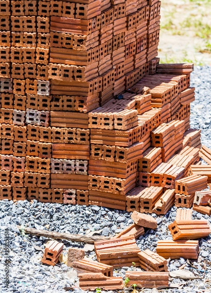 Obraz Red brick used for construction.