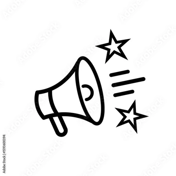 Fototapeta vector illustration of a megaphone. Megaphone with sound, linear icon. Advertising and distribution. Line with editable stroke. Warning illustration. Announcement illustration. Megaphone icon.