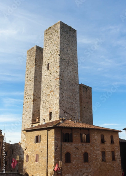 Fototapeta Architecture of San Gimignano, small medieval village of Tuscany in the province of Siena.