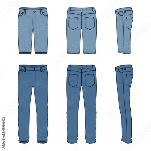 Obraz Set of male jeans and shorts.