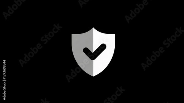 Fototapeta Trust Badge Icon - Check Mark Shield Minimalist Vector


