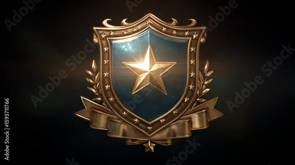 Fototapeta Guaranteed Security Badge - Ribbon Shield with Star 

