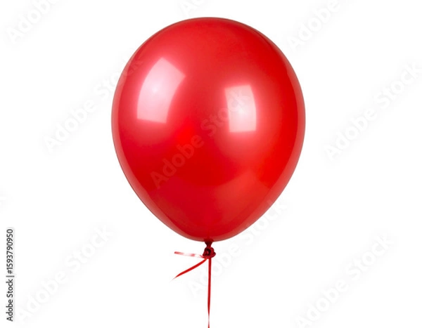 Obraz Bright Red Balloon with Matching Red String, Floating on Transparent Background