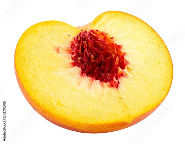 Obraz Half of a Fresh Ripe Peach with Visible Pit, Isolated on Transparent Background