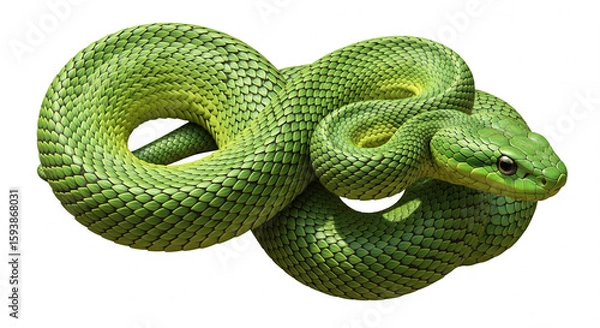 Obraz green snake on a white