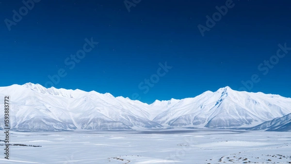 Obraz Mountain Majesty – Snowy peaks under a starry night