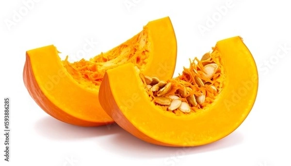 Obraz Two pumpkin slices on white