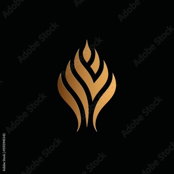 Obraz Elegant Golden Flame Design on Black Background for Creative Projects