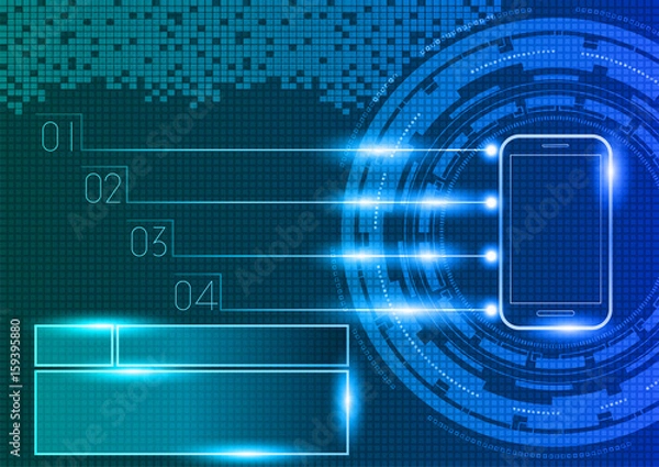 Fototapeta Mobile phone with digital technology concept
