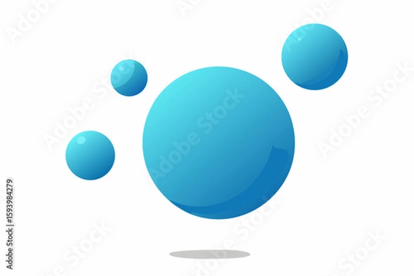 Obraz Floating 3D Spheres on a White Background