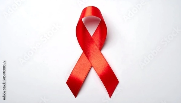 Fototapeta Red ribbon on white background