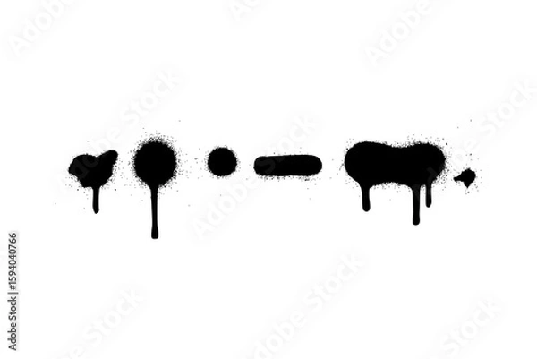 Fototapeta Isolated Black Spray Paint Drips and Abstract Graffiti Marks