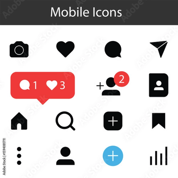 Obraz Web and App Outline Icon Set – Vector Format