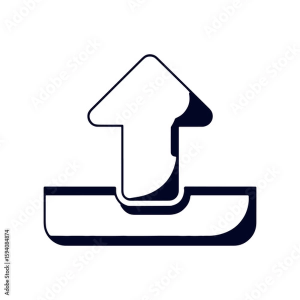 Fototapeta Stylized Upload Icon with a Bold Outline and Shadow Depicting Data Transfer and Digital Connectivity