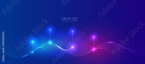 Fototapeta Vibrant neon light grid with cyberpunk mood, great for game or digital dashboard UI.