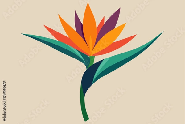 Fototapeta Tropical Bird Of Paradise Flower Against Soft Gradient