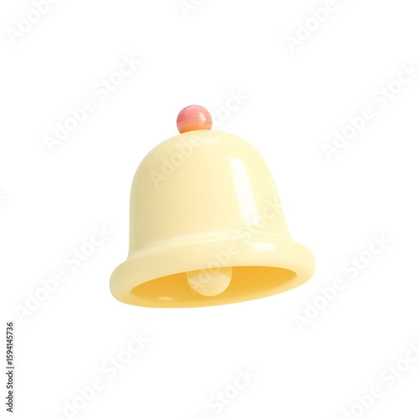 Fototapeta A cute 3d rendered yellow bell with a pink sphere on top isolated on transparent background