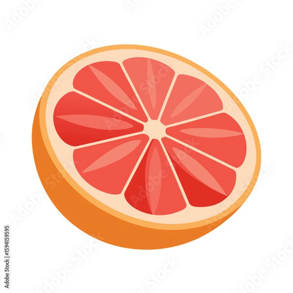Obraz Pink Grapefruit Slice Vector Illustration, Fresh Citrus Fruit Design