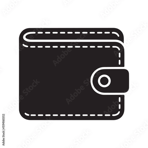 Obraz Black leather wallet silhouette isolated on white background