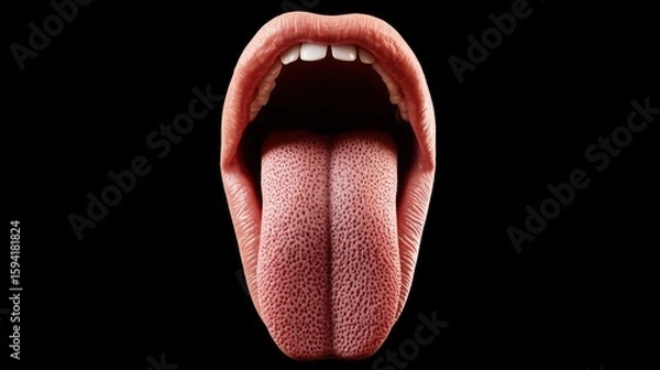 Fototapeta Close-up of an open mouth, showing tongue and teeth