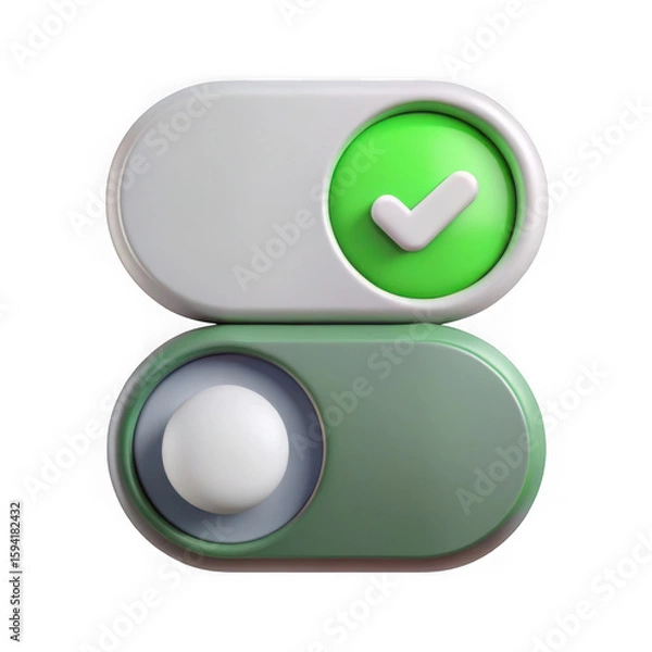 Fototapeta 3d toggle switches with checkmark isolated on transparent background