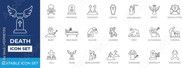 Obraz Death line icon set.