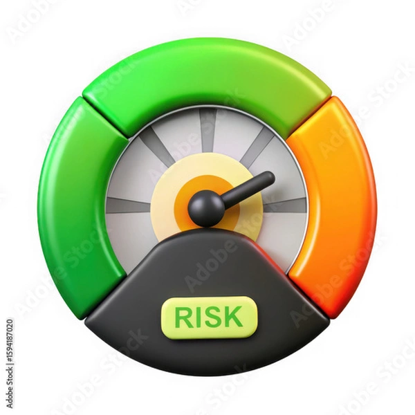 Obraz 3d risk meter gauge isolated on transparent background