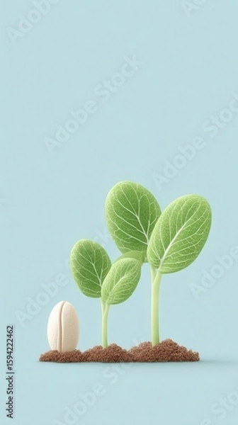 Fototapeta Minimalist organic growth with seedlings emerging from soil against a soft pastel background highlighting nature's elegance. National Organic Month