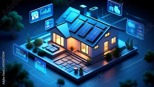Fototapeta Innovative Smart Home Technology Enhancing Sustainable Energy Management Through Advanced Solar Power Integration