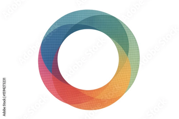 Fototapeta Vibrant interconnected shapes creating circular design with transparent background, ideal for modern and creative projects
