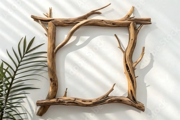 Fototapeta wooden branch sculpture forming angular frame