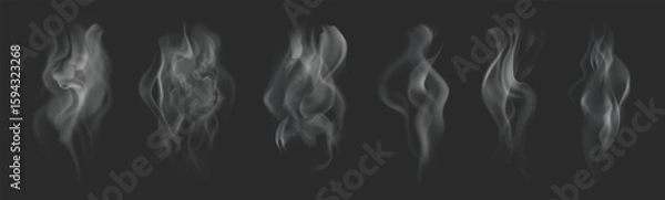 Fototapeta Smoke Heart Shape Vector Collection on Dark Background
