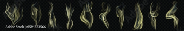 Fototapeta Glowing Yellow Smoke Stream Vector on Transparent Background