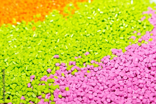 Fototapeta Polymeric dye for plastics. Pigment in the granules. Plastic granules