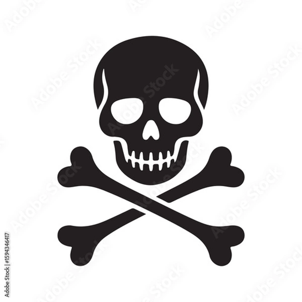 Obraz Simple Black and White Skull and Crossbones Symbol
