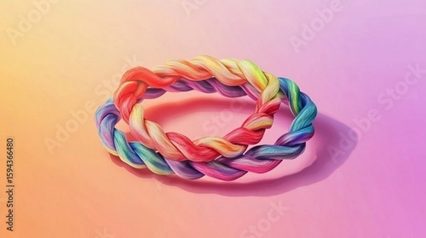 Fototapeta Flat design of two friendship bracelets stacked on a gradient backdrop.  