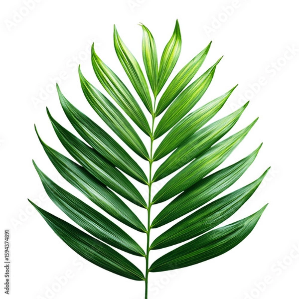 Fototapeta Palm Leaf Top View on Black Background With Clipping Path