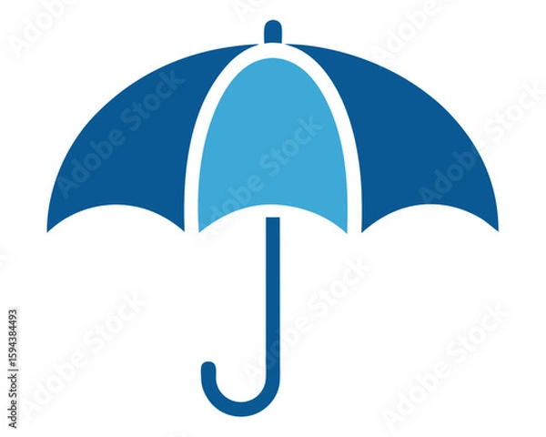 Fototapeta A blue umbrella is isolated on white background, providing shelter from rain Ai Generated