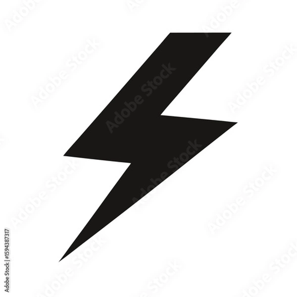 Fototapeta Silhouette of lightning bolt with sharp edges on white background fast energy symbol  