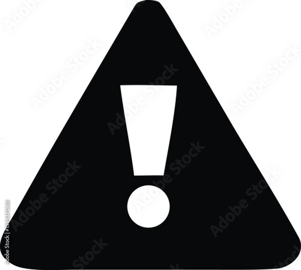 Obraz A stark black triangle with a white exclamation mark inside signifying a universal symbol for caution or warning