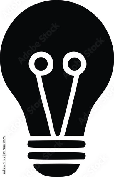 Obraz A stark black silhouette of a classic incandescent light bulb with its internal filament clearly visible against the dark background