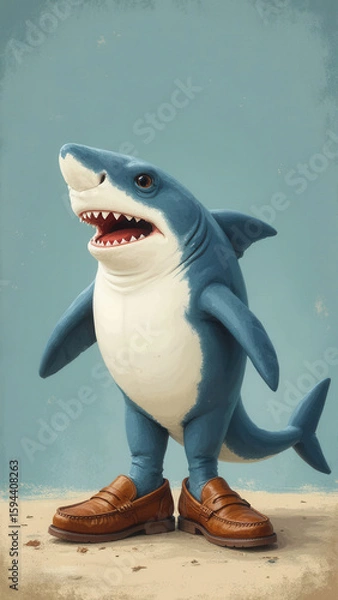 Obraz Italian brainrot shark with loafers meme