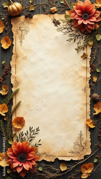 Obraz Vintage style autumn card menu with copy space